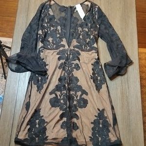 For Love & Lemons Temecula black lace mini dress size small